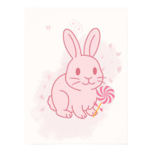 Arte de Parede de Berçário Coelho Rosa Fofo
