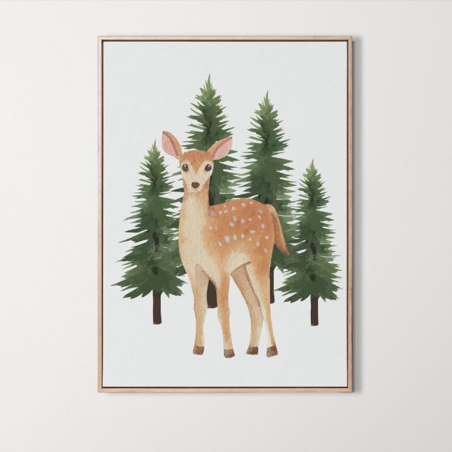 Poster Arte de Parede de Berçário com Animais da Floresta (Watercolor Woodland Animal Nursery Wall Art, forest, deer)