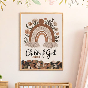 Poster Arte de Parede de Berçário Cristão Boho Filho de D