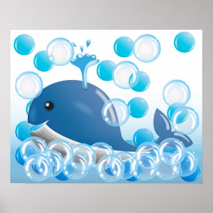 Pôster Arte de parede de berçário de baleia azul