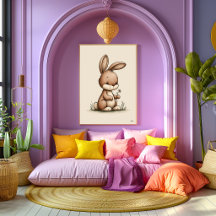 Arte de Parede de Berçário de Coelho Fofo Escandin