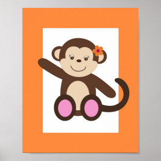 Poster Arte de Parede de Berçário de Macaco Sweet Safari