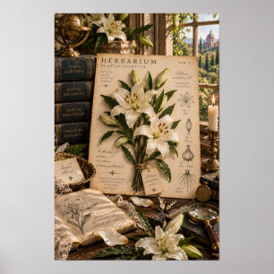 Poster Arte de Parede de Biblioteca Herbário de Lírio Bra