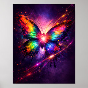 Poster Arte de Parede de Borboleta Abstrata Vibrante