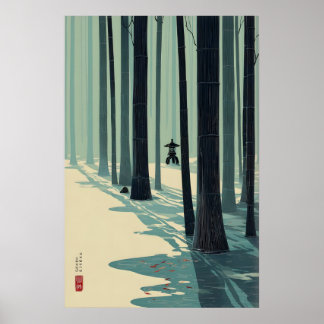 Poster Arte de Parede de Bosque de Bambu Design Minimalis