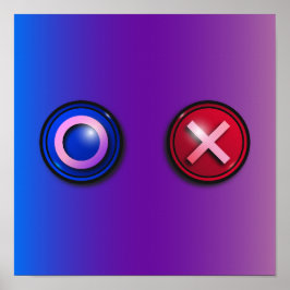 Poster Arte de Parede de Botões de Votação Azul Vermelho