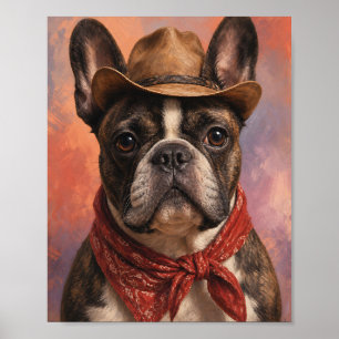 Poster Arte de Parede de Bulldog Francês — Retrato de Cow