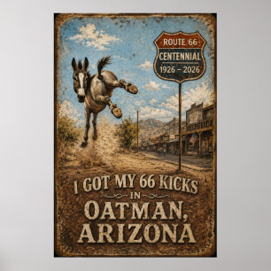 Poster Arte de Parede de Burro de Oatman Arizona Rota 66
