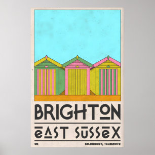 Poster Arte de Parede de Cabana de Praia Brighton Seaside