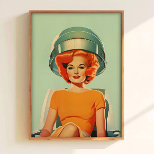 Poster Arte de Parede de Cabeleireiro Imprimível Retro Po