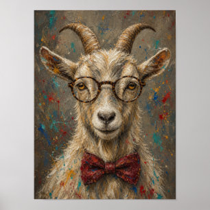 Poster Arte de Parede de Cabra — Retrato de Pintura a Óle