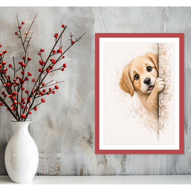 Poster Arte de Parede de Cachorrinho Curioso Adorável Imp (Criador carregado)