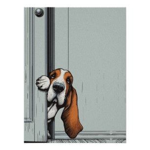 Pôster Arte de Parede de Cachorro Basset Hound Adorável