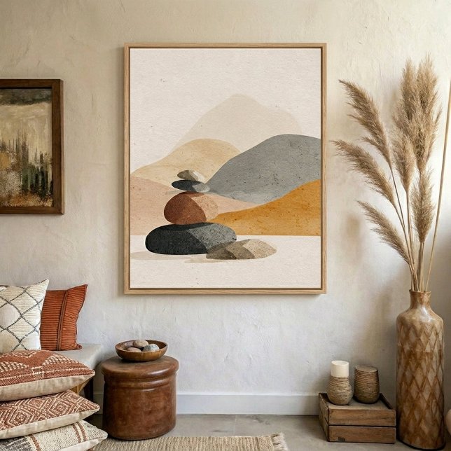 Poster Arte de Parede de Cairn de Pedra Neutra para Decor (Criador carregado)