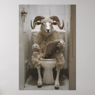 Poster Arte de Parede de Carneiro Engraçado Impresso no B