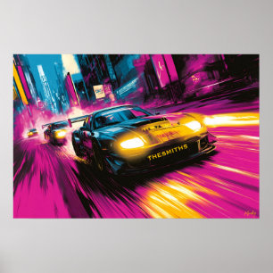 Poster Arte de Parede de Carro de Corrida Pop Art Cidade