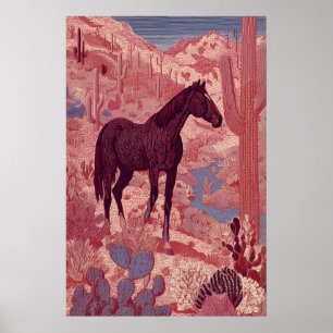 Poster Arte de Parede de Cavalo do Deserto Ocidental, Sag