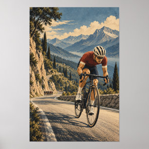 Poster Arte de Parede de Ciclismo em Estrada de Montanha