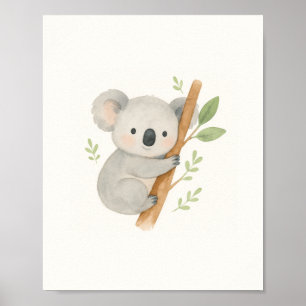 Poster Arte de Parede de Coala Fofo – Coala Bebê Aquarela