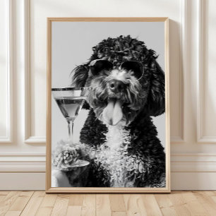 Poster Arte de Parede de Cocktail Bernedoodle Holding, Pr