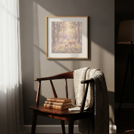 Poster Arte de Parede de Corça e Filhote