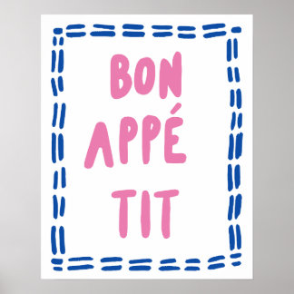 Poster Arte de Parede de Cozinha Bon Appétit Moderna Mini
