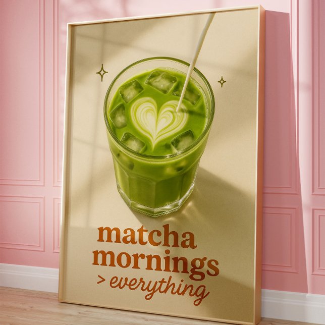 Poster Arte de Parede de Cozinha Café Matcha Latte (Criador carregado)