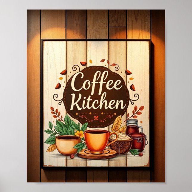 Poster Arte de Parede de Cozinha de Café Estético Minimal (Frente)