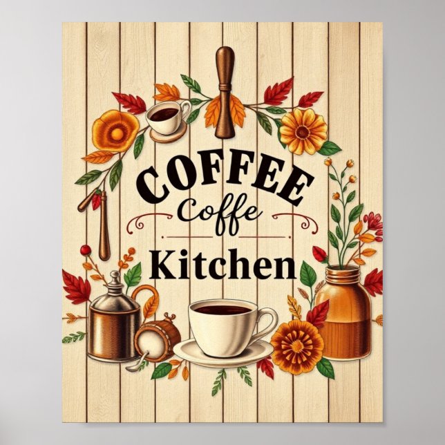 Poster Arte de Parede de Cozinha de Café Estético Minimal (Frente)