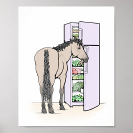 Poster Arte de Parede de Cozinha de Cavalo Engraçado | Pr