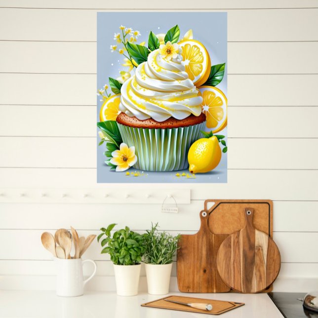 Poster Arte de Parede de Cozinha e Padaria Cupcake de Lim (Criador carregado)