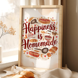 Poster Arte de Parede de Cozinha Felicidade é Caseira