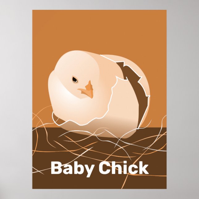 Poster Arte de Parede de Cozinha Laranja de Frango Bebê (Frente)