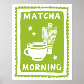 Poster Arte de Parede de Cozinha Minimalista Matcha Morni