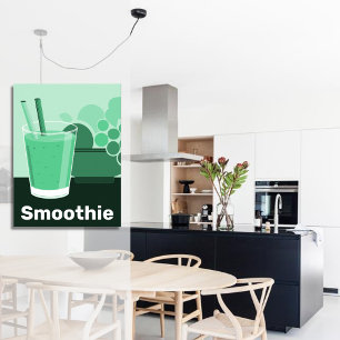Poster Arte de Parede de Cozinha Preto, Branco, Verde em