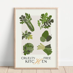 Poster Arte de Parede de Cozinha Vegana Sem Crueldade Min