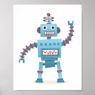 Pôster Arte de parede de desenho animado infantil robô an
