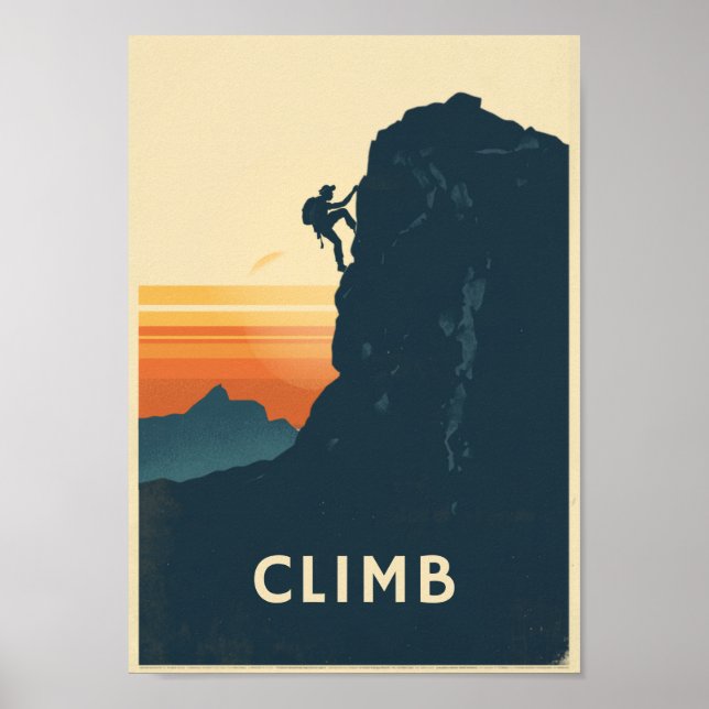 Poster Arte de Parede de Escalada em Rocha Retrô Boulderi (Frente)