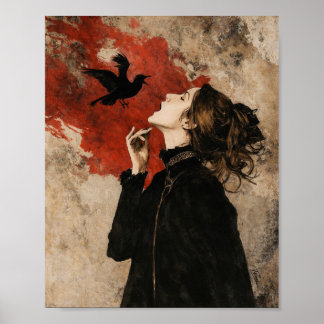 Poster Arte de Parede de Fantasia Sombria de Mulher Gótic