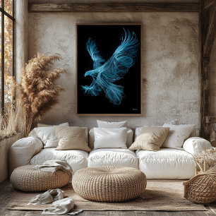Poster Arte de parede de filamento futurista Águia Azul N