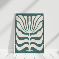 Arte de Parede de Flor Abstrata Groovy Dusty Teal
