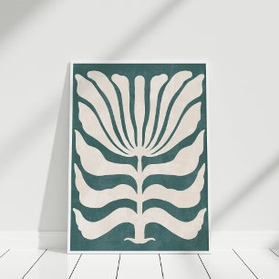 Poster Arte de Parede de Flor Abstrata Groovy Dusty Teal