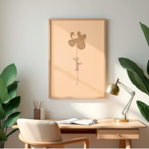 Poster Arte de Parede de Flor Simples Minimalista