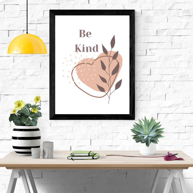 Poster Arte de Parede de Formas Abstratas Boho Citação de (Be KInd Inspirational Motivational Wall Art Poster with a Boho Vibe)