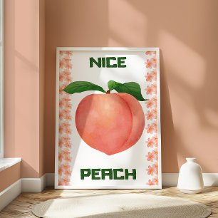 Poster Arte de Parede de Fruta Pêssego Estética Engraçada