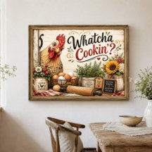Arte de Parede de Galinha Engraçada para Cozinha d