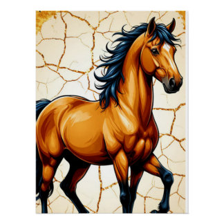 Pôster Arte de Parede de Garanhão Elegante Cavalo Premium