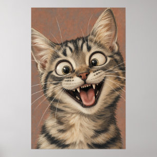 Poster Arte de Parede de Gatinho — Retrato Engraçado e Pi