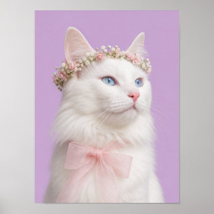 Poster Arte de Parede de Gato Branco — Retrato de Pet Bal
