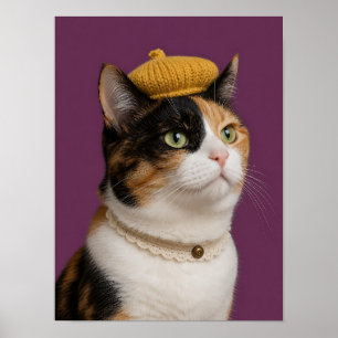 Poster Arte de Parede de Gato Calico — Retrato de Gato Bi